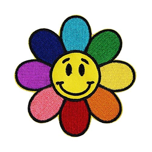 Hippie Heart Daisy Rainbow Patch Groovy Kids Happy Embroidered Iron On Applique