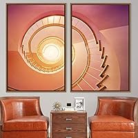 2 Piece Framed Canvas Wall Art Stairs Architecture Canvas Prints Home Artwork Decoration for Living Room,Bedroom - 16