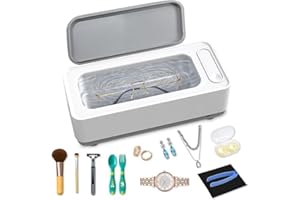 Ultrasonic Jewelry Cleaner,45kHz Professional Ultrasonic Cleaning Machine with Stainless Steel Tank,Low Noise for Eyeglass,Ri