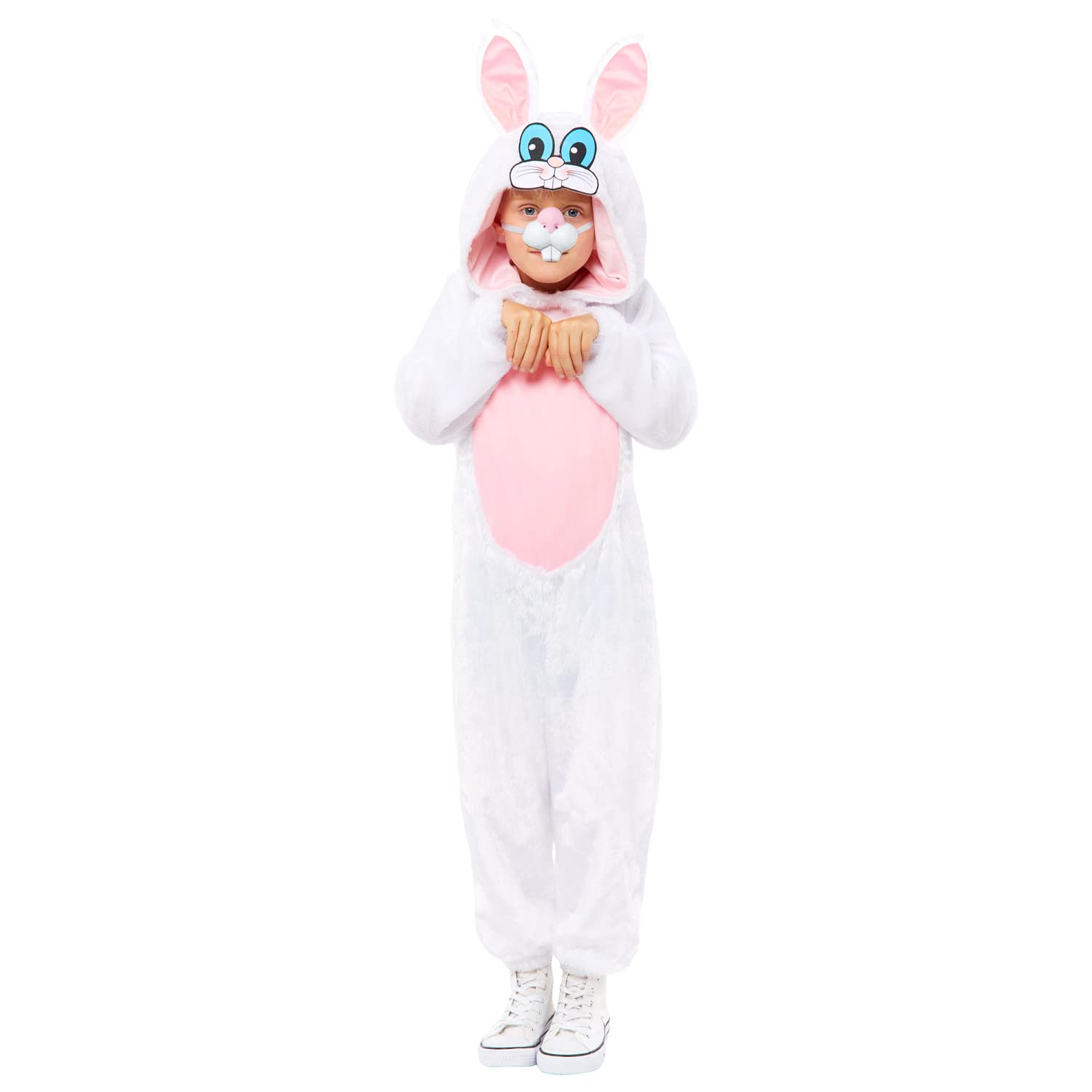 amscan 9914651 Kids Easter Bunny Plush Jumpsuit & Hood Fancy Dress Costume Age: 4-6 years