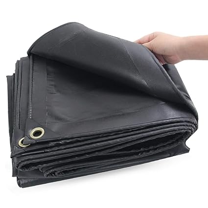 LXLA- Schwarze verdickte Plane mit Ösen, Sonnenschutz-Tarps-Schirm für schwere Beanspruchungen, LKW-Schuppentuch - 450g / m² 