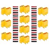 LHI XT90 Battery Connector Set for RC Lipo Battery Motor 10 Pairs Yellow 10 Male Connectors + 10 Female Connectors