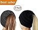 Ponytail Beanie Hats BeanieTail Womens Soft Stretch Cable Knit Messy High Bun Cap,2 Pack