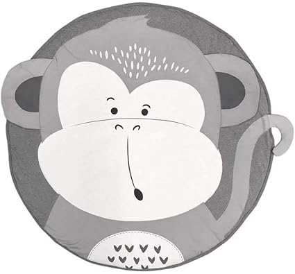 Tapis D Eveil Rond Pour Bebe Motif Singe Gris Et Blanc Decoration Pour Chambre D Enfant Amazon Fr Bebes Puericulture