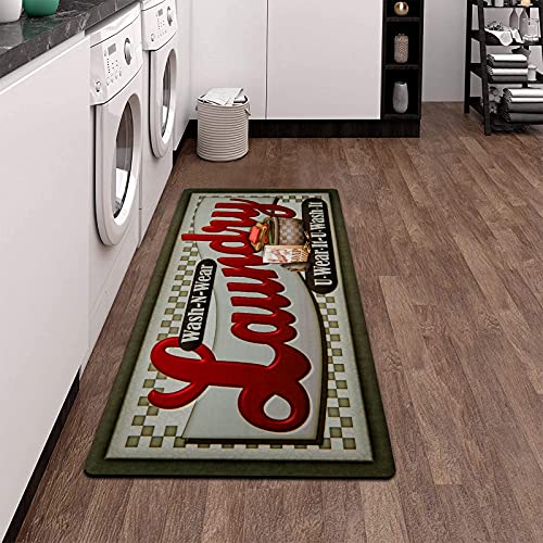 Pauwer Farmhouse Laundry Room Rugs Runner 20"x48" Non Slip Waterproof