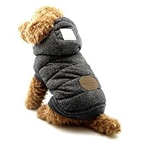 SELMAI Fleece Dog Hoodie Winter Coat for Small Boy Dog Cat Puppy Cotton Hooded Jacket Chihuahua Clothes Grey L