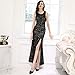 Miusol Women's Sleeveless Long Black Lace Split Side Evening Formal Dress, Black, Medium