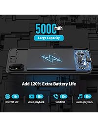 Funda de batería para iPhone XS Max, 5000 mAh portátil funda de carga protectora compatible con iPhone XS Max (6,5 pulgadas) batería recargable extendida funda cargador