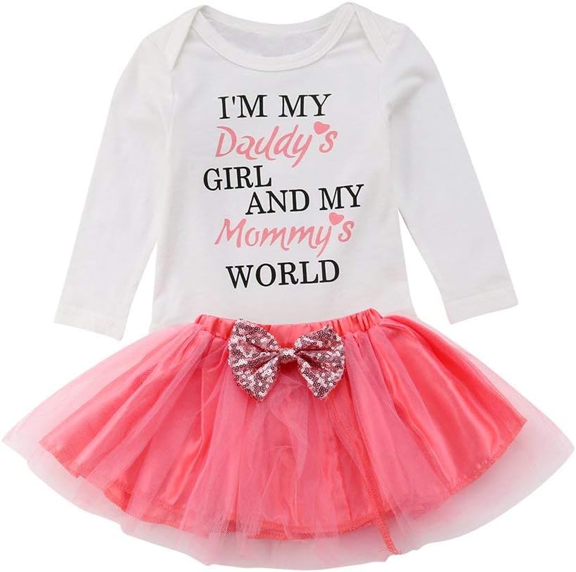 OUTGLE Newborn Baby Girl Short Sleeve Romper + Pink Tutu Skirt + Headband Clothing Set Summer Outfits
