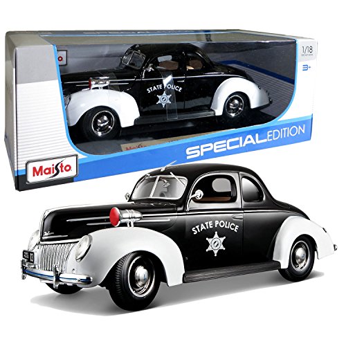 Maisto Special Edition 1939 Ford Deluxe Coupe Police Vehicle Diecast 1:18 Scale