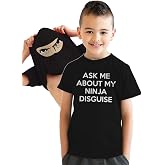 Youth Ask Me About My Ninja Disguise Flip Halloween Costume Tee | Funny Children's Apparel, Graphic Tops for Kid, Cool Flip Short Sleeve, Ninja, Soft Cotton Blend, Novelty Tees for Kids