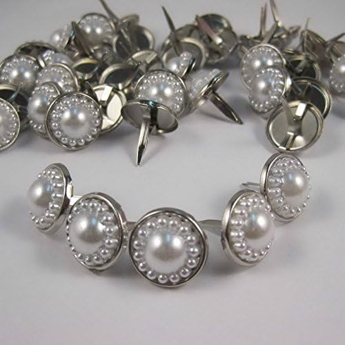 12pcs/lot 15mm white sunflower pearl Scrapbooking Metal brads (white)