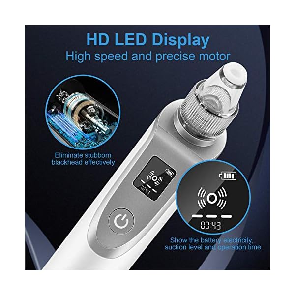 Blackhead Remover Pore Vacuum, Ocean Heart Pore Cleaner with Blue/Red Ray Light and Large LCD Display, Electric…