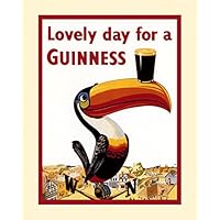 16" X 20" Beer Guinness Toucan Lovely Day fro a Guinness Irish Ireland Dublin Drink Vintage Poster Repro Standard Image Size for Framing. We Have Other Sizes Available!
