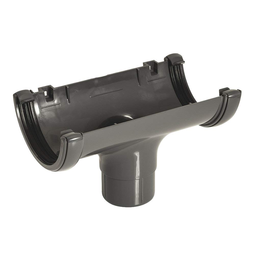 FLOPLAST RO1A Anthracite 112mm Half Round Gutter Running Outlet