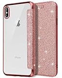 Casetego Compatible iPhone Xs Max Case,Glitter Shiny Bling Slim PU Leather Folio Flip Case with Card Slot & Clear Soft TPU Back Cover for Apple iPhone Xs Max 6.5