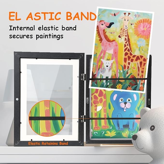 [2-Pack] Kids Artwork Frames Changeable, 8.5 x 11-IN Frames for Kids Artwork, Front Opening Picture Frames, Home Decor, Up to 150 Pcs of Kids Art Frame, Craft Storage, Hanging Wall Decor, Art