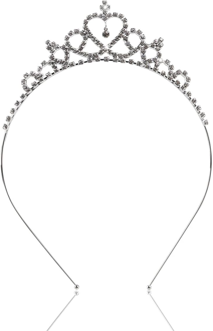 Tinsky Delicate Wedding Party Children Flower Girl Crystal Rhinestones Heart Shaped Crown Headband Tiara (Silver) by Tinsky