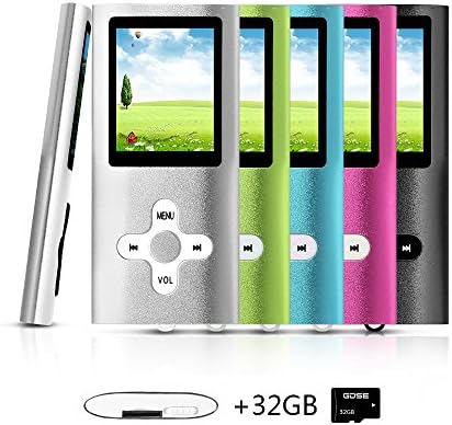 Goldenseller Mp3 / Mp4 Player, with 32GB Micro SD Card, Media Player, Portable Videos Player, Music Player, Voice Recording Player, Supporting MP3, WMA, JPEG and TXT files (32GB,Silver)