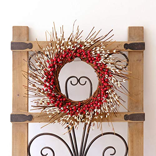 idyllic Rustic Twig Red Berry Wreath 14 Inches Pip Berries Valentine's Day Fall Autumn Indoor Outdoor Decorating Accessory