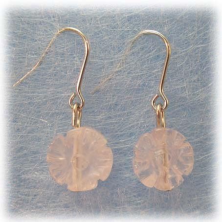 Rose Quartz Flower Type ,Pierced Earring Gemstones ,Titanium Hook