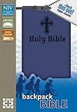 NIV, Backpack Zipper Bible, Imitation Leather, Blue, Red Letter