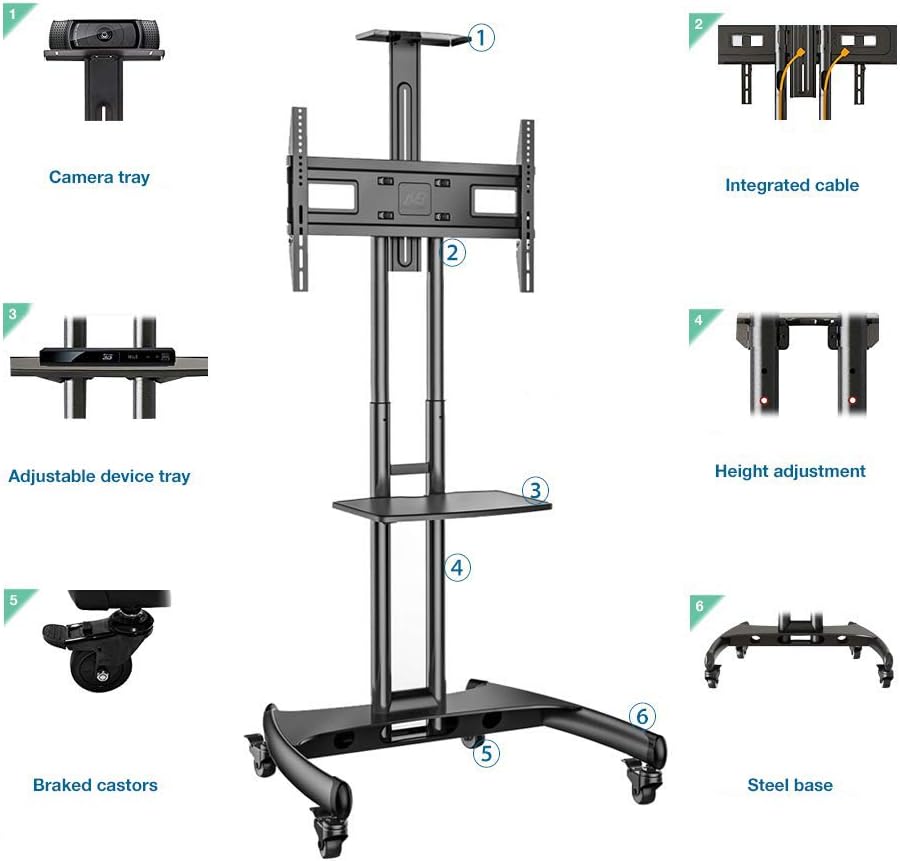 NB North Bayou Mobile TV Cart TV Stand with Wheels for 32 to 65 Inch LCD LED OLED Plasma Flat Panel Screens up to 100lbs AVA1500-60-1P (Black): Electronics