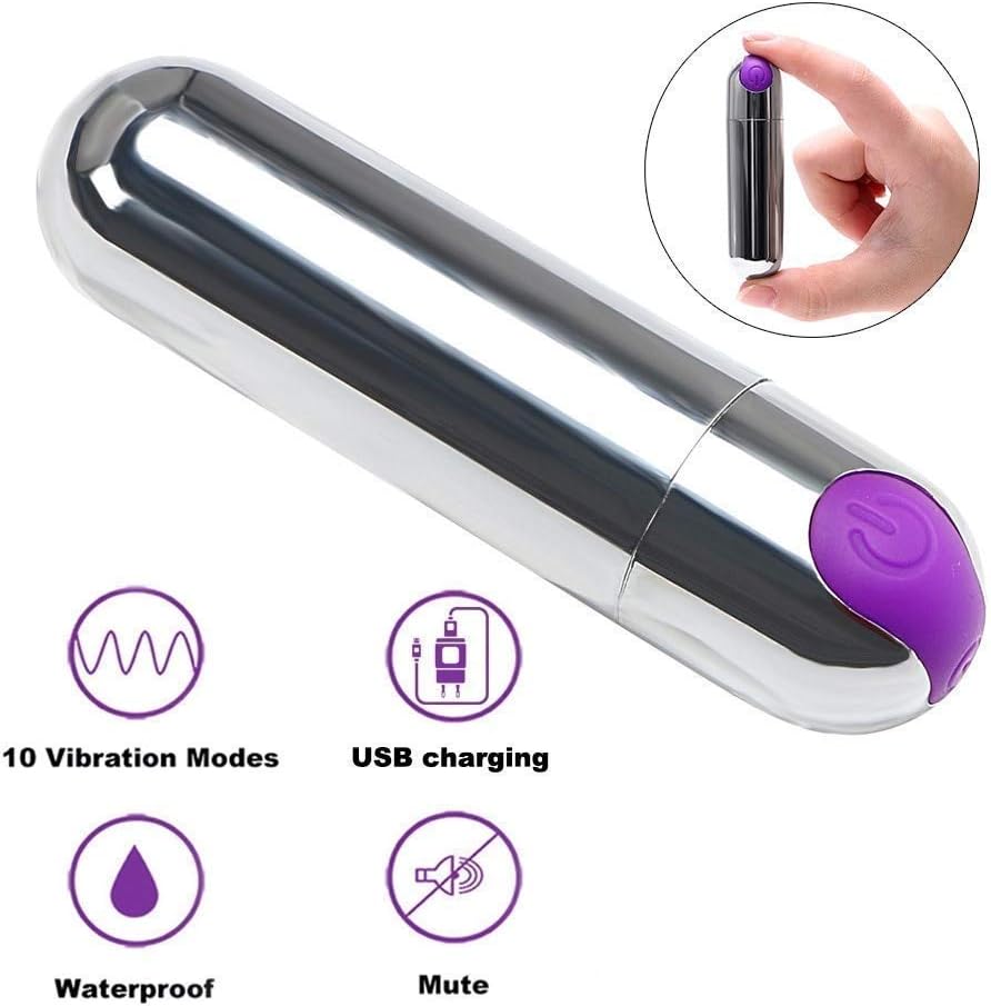 LSHMM 10 Speed Waterproof Mini Powerful bǔllet Shape Personal vǐbrǎtion Massage Fun Toy TGH36 LSHMM (Color : Silver)