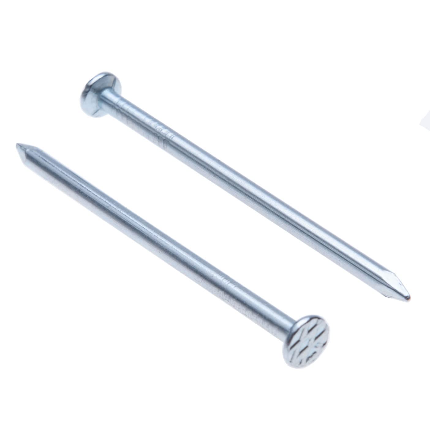 Nails for Wood Flat Round Head 50mm (Pack of 250) Zinc Plated Nail Galvanized Heavy Duty for DIY and Crafts Home Decor Woodwork Furniture Hanging Pictures Construction (50mm x 1.8mm)