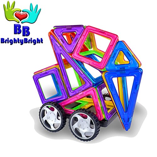image for BrightyBright Magnetic Blocks Building Set for Kids - 64 Pc Set Intell