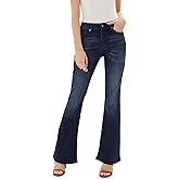 Kan Can Women's Mid Rise Flare Hem Jeans