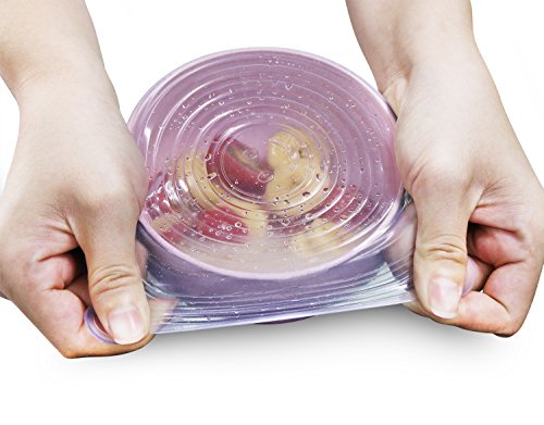 Silicone Stretch Lids BPA Free Silicon Lids Overs Food Saver Covers Various Sizes for Keeping Food Fresh, Bowls, Bottles,Pots Cans, Cups,Mugs, Platters, Dishes,Jars, Oven, Microwave etc(Blue-6 Pack)