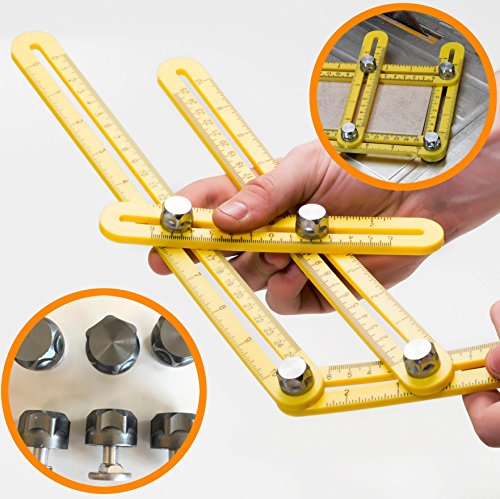 Professional Angle Template Tool - Heavy-Duty Aluminum Knobs with Reinforced Arms - Measures All Angles for Handymen, Builders, Craftsmen