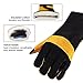 JDYYICZ Welding Gloves Double Layered Heat Resistant Lined Leather with Velvet, Black - 16 Inch for Mig, Tig Welders, BBQ, Gardening, Camping, Stove, Fireplace