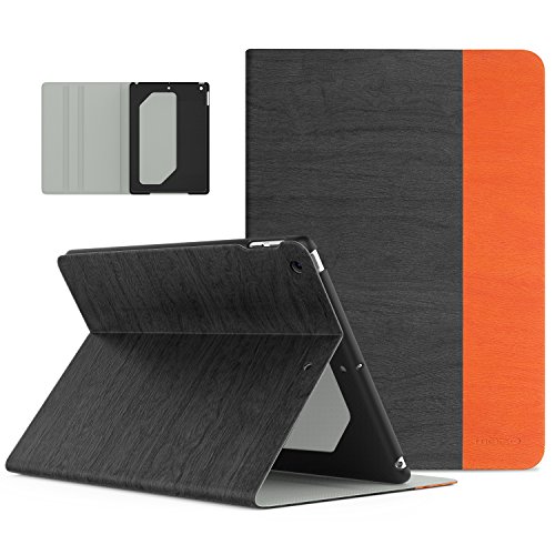 MoKo Case for iPad 2017 9.7 Inch - Premium Light Weight Shock Proof Stand Folio Cover Protector for Apple New iPad 9.7 Inch 2017 Release Tablet, Dark Gray & Orange (with Auto Wake / Sleep)