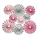 Mybbshower Pink Silver Paper Rosettes Birthday Party Fan Candy Buffet Home Decor Pack of 9