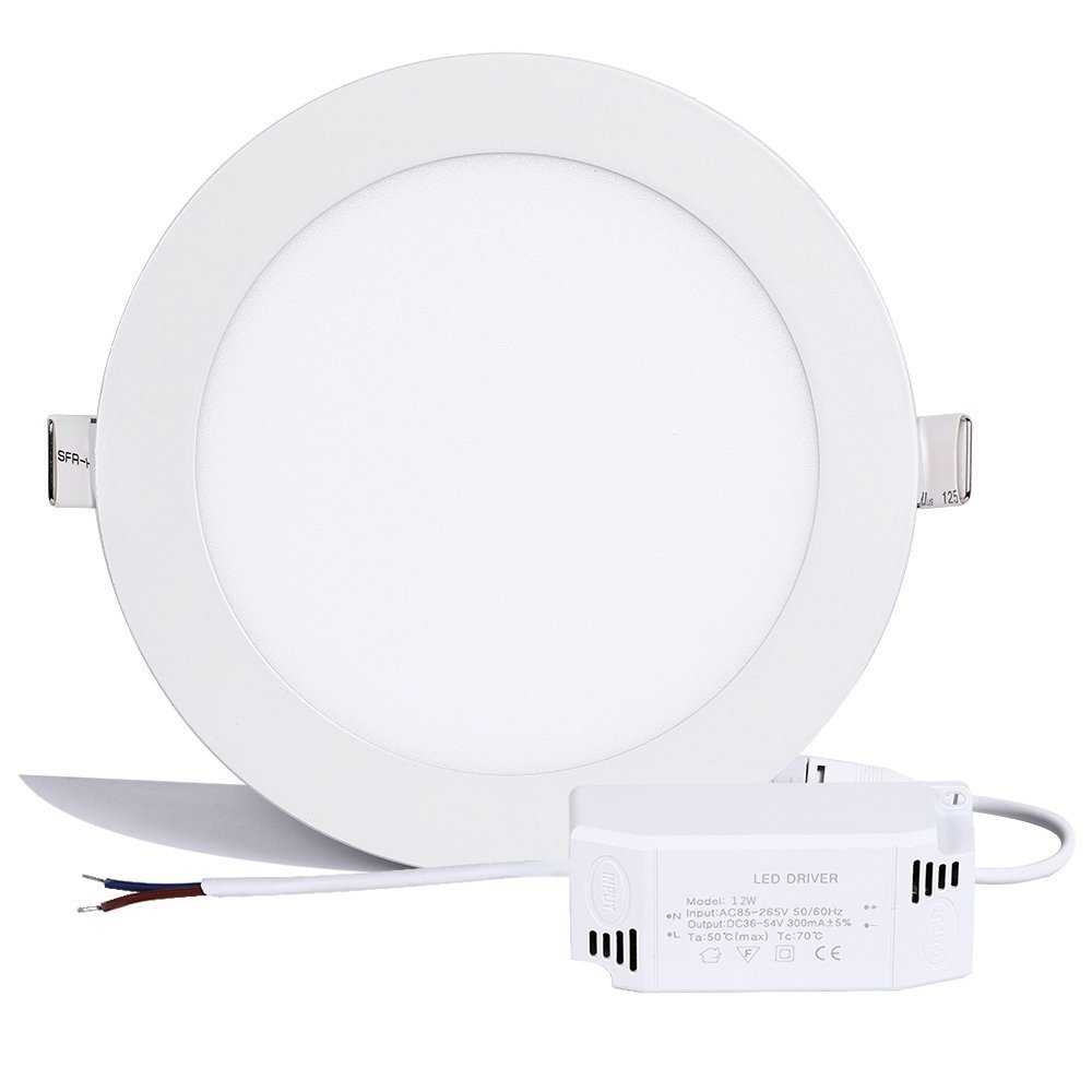 3KINGS LED Down Light, Dimmable Round Ultrathin Flat Panel LED Lights, 12w Round Cool White 850LM 4000K, Hole Size:6 Inch, AC85-265V, Budget-Friendly, LED Driver Include