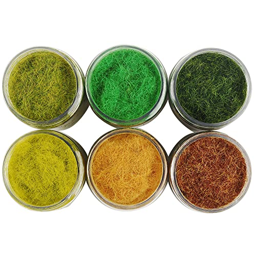 NWFashion 6 X 125ml 5MM Static Grass Dressing Tree Flower Scatter Flock Scenery Materials Miniature Trees for Fairy Garden