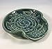 Spoon Rest, Ceramic Spoon Rest with Dahlia Carving in Teal