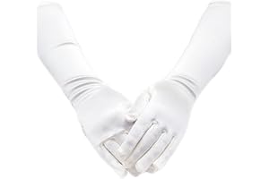 IGIRLDRESS Satin Long Child Size Girls Formal Gloves (0 - 3, White)
