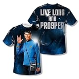 Star Trek Spock Live Long Sublimation Print Polyester Adult T-shirt