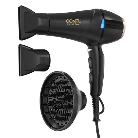 2300W Profi Föhn Ionen Technologie Salon Haartrockner mit Diffusor StylingDüse, CONFU Professional Fön Motor AC Schnell Trock