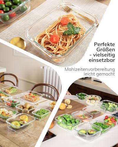 BOROHOUSE 5 Pack Borosilicate Glass Containers with Tempered Lid, 1040 ml/4.4 Cups, Airtight Meal Prep Set, Microwave/Freezer Safe/Ovenproof -20℃~510℃, Grey