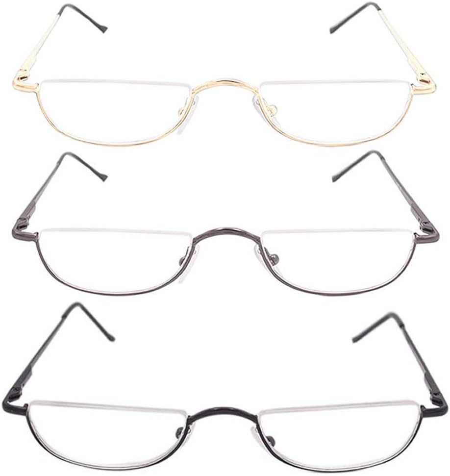 KoKoBin 3 Pack Half Frame Reading Glasses Spring Hinges for Men Women Slim Half Moon Lens Readers Metal Semi Rimless Eyewear +1.5 - Image 4