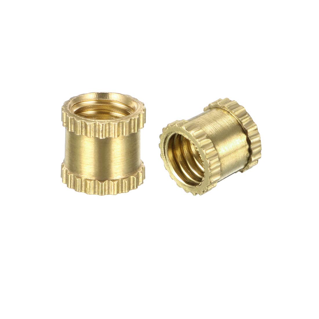 sourcing map Knurled Insert Nuts - 200Pcs M5 x 6mm Length x 6.4mm OD Female Thread Brass Threaded Insert Embedment Nut for 3D Printer