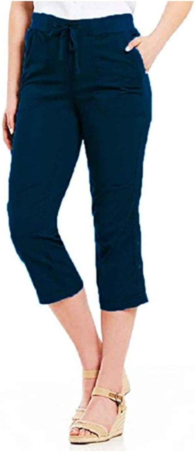 Khakis & Co. Women's Utility POPLIN Capri (Ink Blue, 8) Clothing