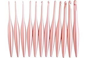 Furls Crochet Hook, Blush Streamline Metal Polished & Matte Finish, Ergonomic Handle Crochet Hooks 7" (Blush - Polished, J - 6.00mm)