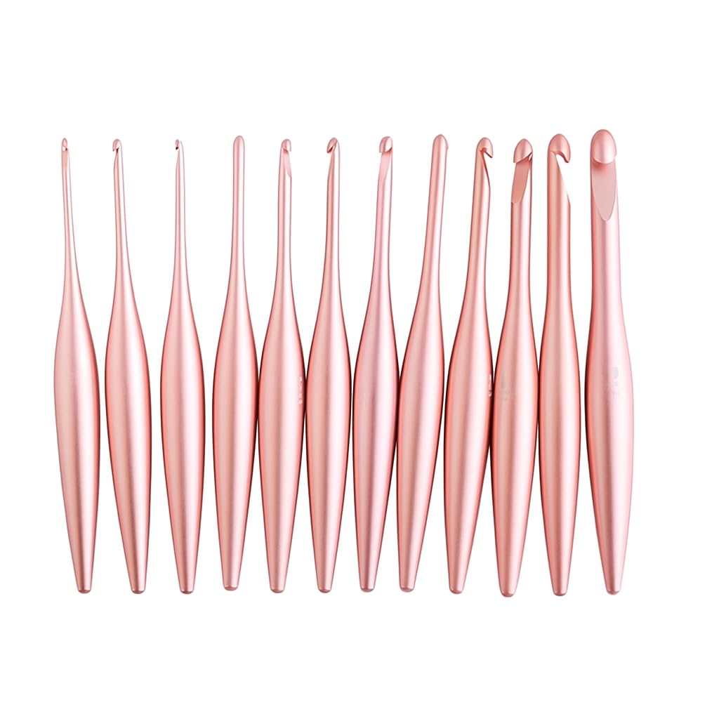 Furls Crochet Hook, Blush Streamline Metal Polished & Matte Finish, Ergonomic Handle Crochet Hooks 7" (Blush - Polished, L - 7.00MM)