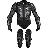 Adult Motorcycle Protective Jacket and Knee Pads, Motorcycle Accessories, Back Spine Chest Protector, Full Body Chest Armor for Motocross Dirt Bike Gear