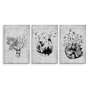 signwin 3 Piece Canvas Wall Art Creative Animals...